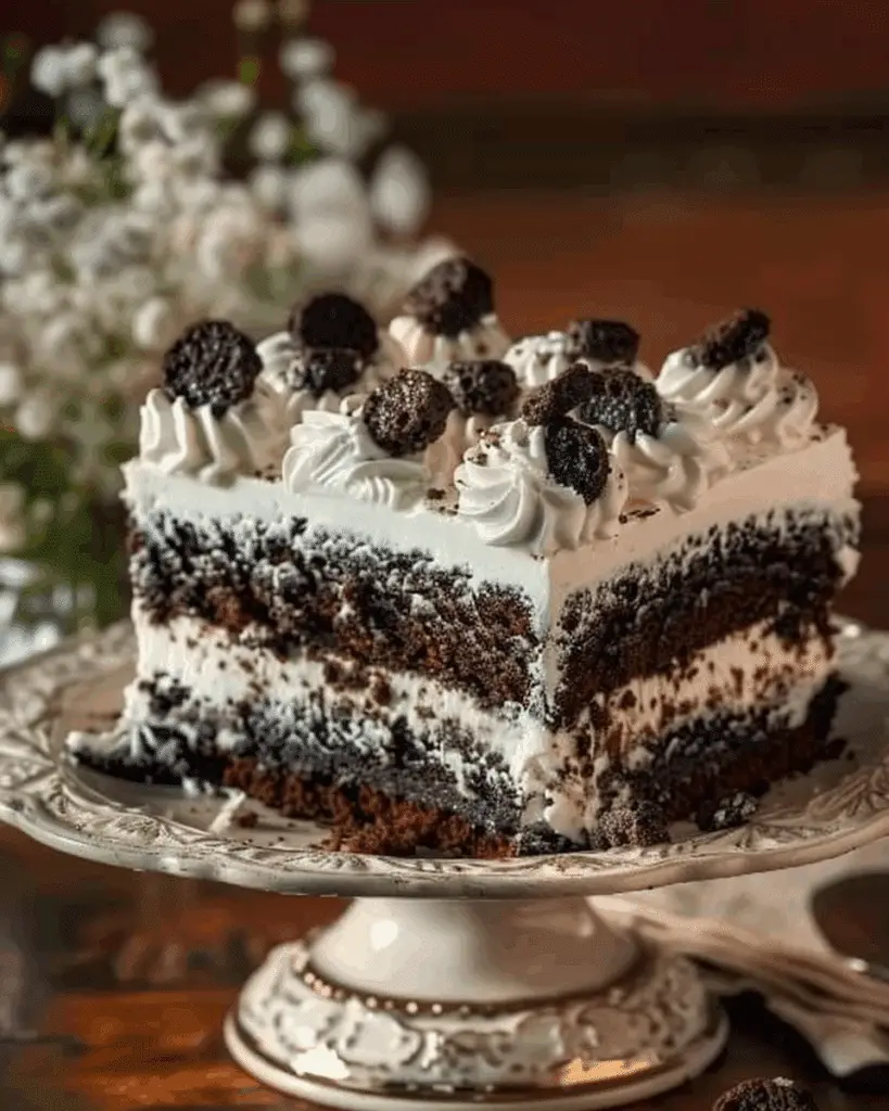Irresistible Silky Cookies and Cream Poke Cake