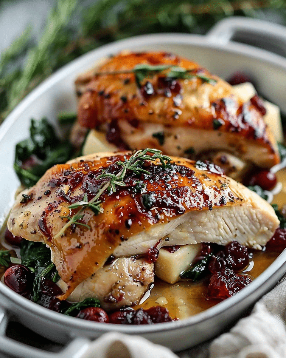 Cranberry & Spinach Stuffed Chicken Breasts with Brie