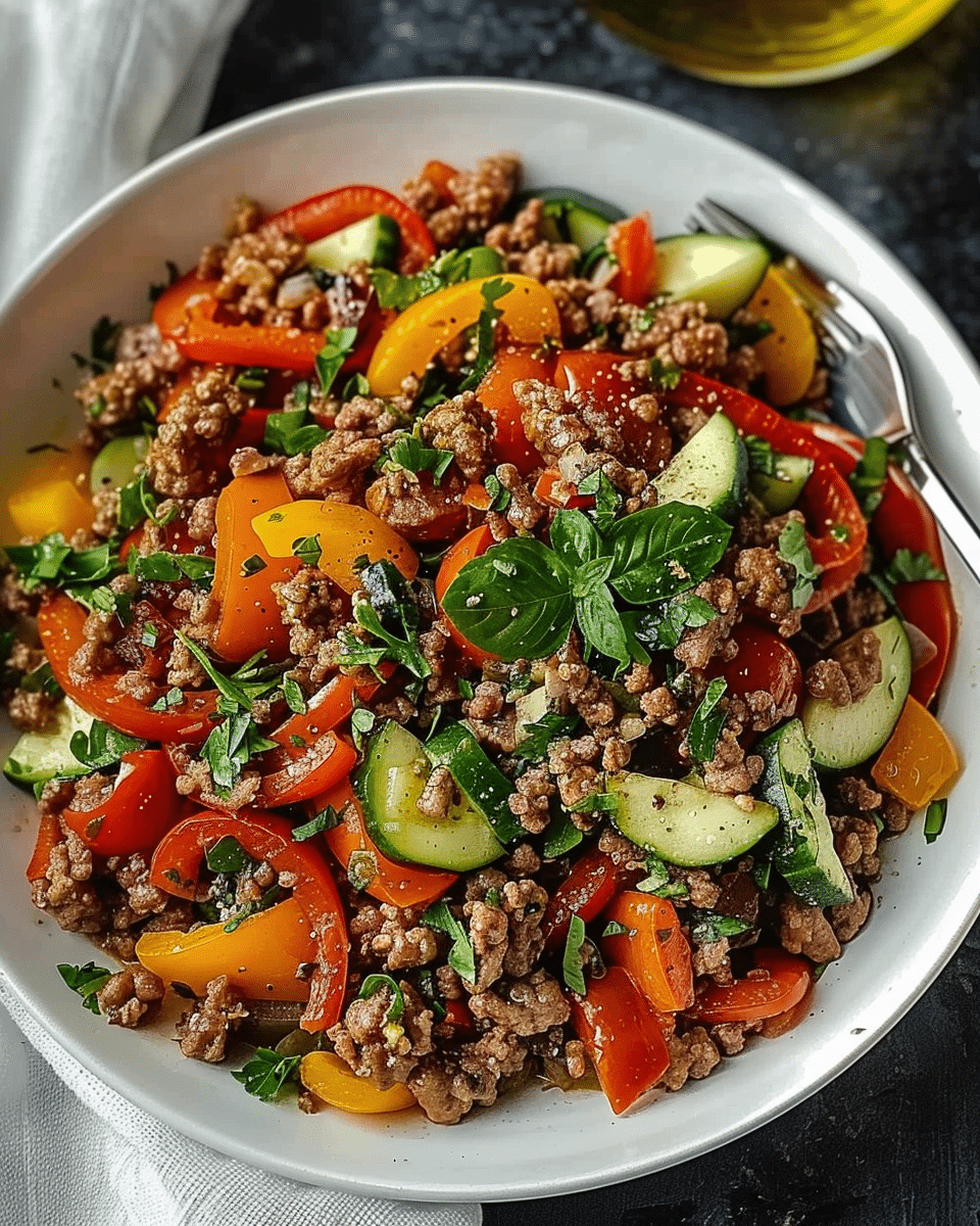 Mediterranean Ground Beef Stir Fry