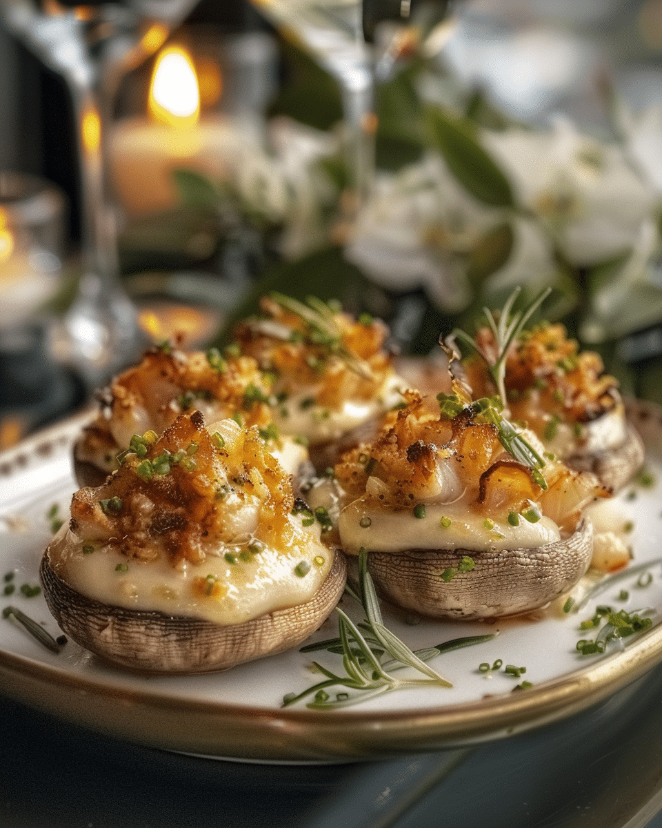 Creamy Garlic Crab-Stuffed Mushrooms