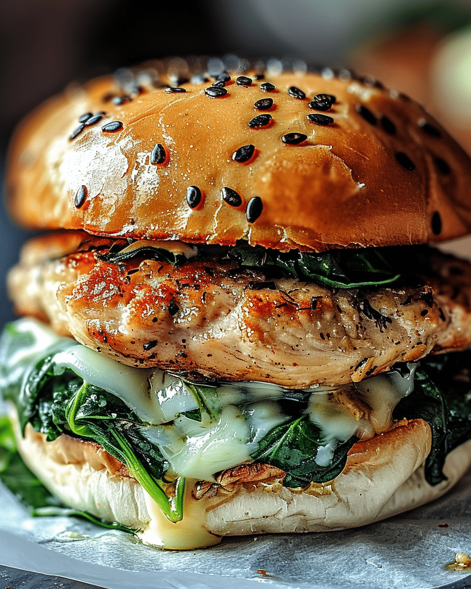 White Cheddar and Spinach Chicken Burgers