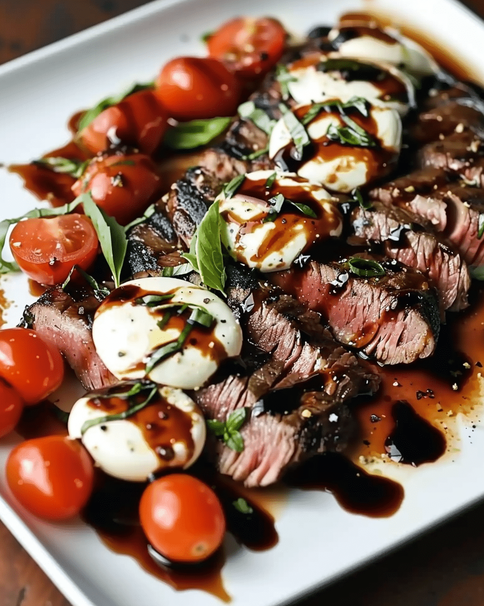 Balsamic Caprese Grilled Flank Steak
