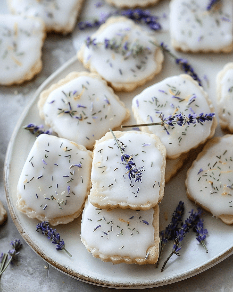 Iced Lemon Lavender Shortbread Cookies