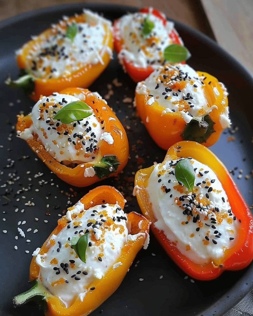 Mini Bell Peppers with Cream Cheese and Everything Bagel Seasoning