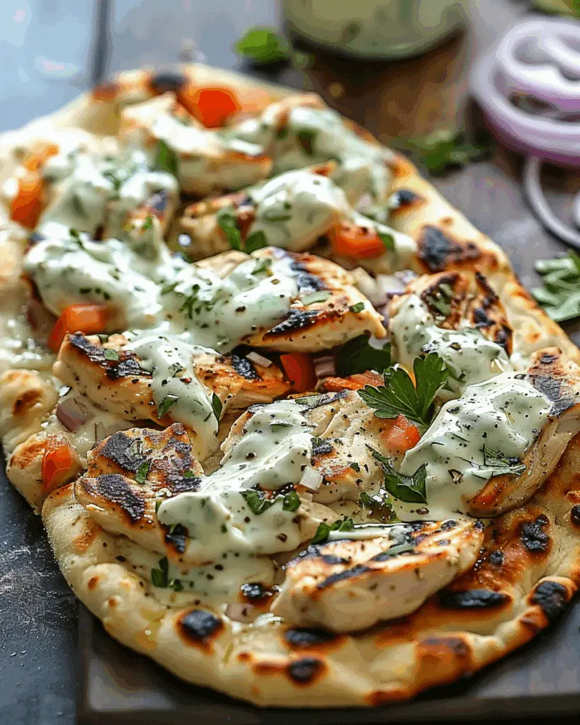 Tzatziki Chicken Naan Pizza