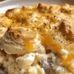 Biscuits Gravy Hashbrown Casserole