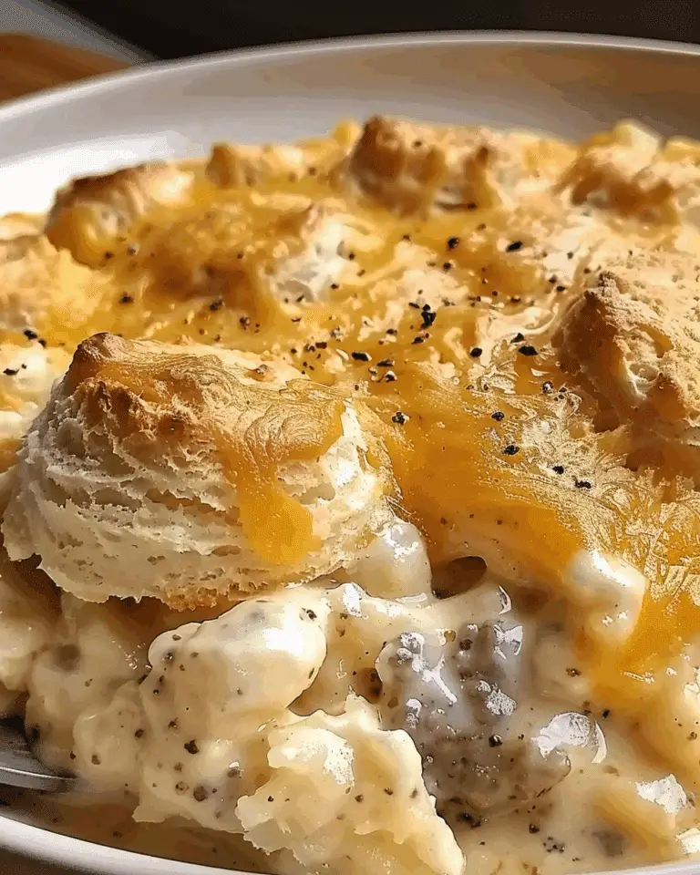 Biscuits Gravy Hashbrown Casserole
