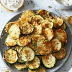 Crispy Baked Zucchini Chips with Greek Yogurt Ranch