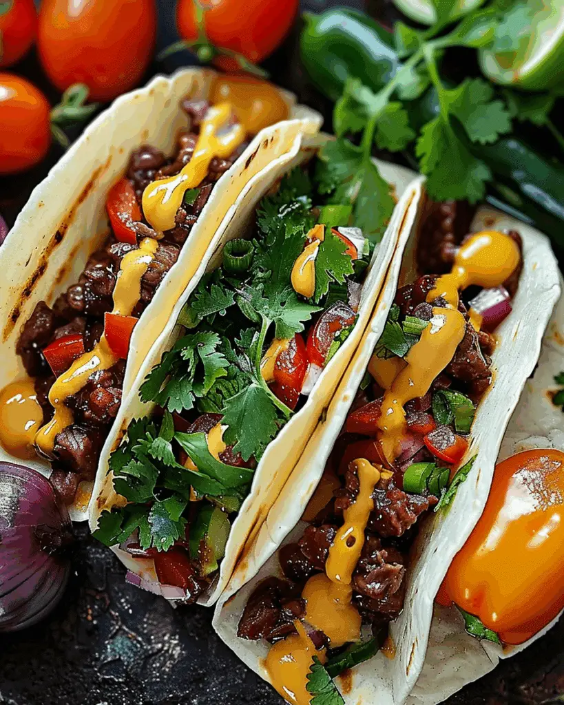 Garlic Butter Honey BBQ Beef Tacos