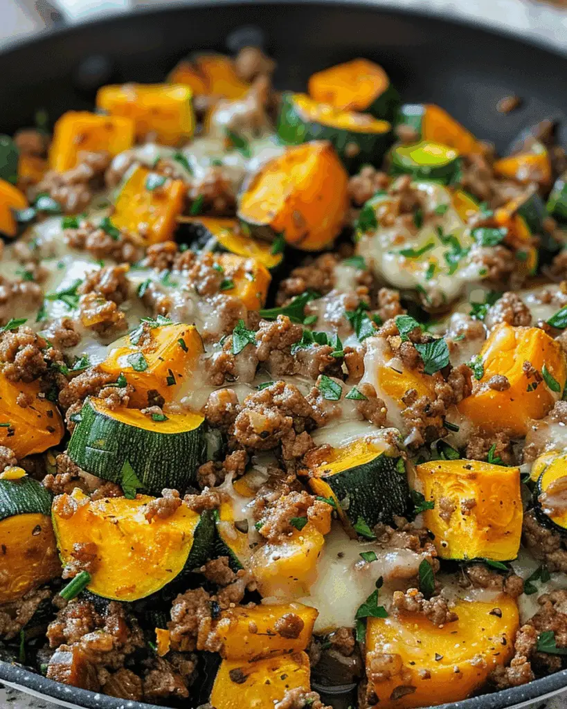 Ground Beef Zucchini Sweet Potato Skillet