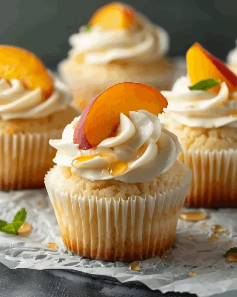 Honey Peach Cream Cheese Cupcakes