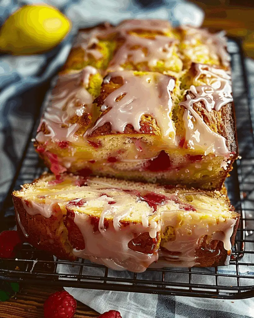 Lemon Rhubarb Loaf with Glaze