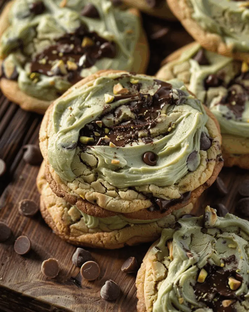 Pistachio Cream Chocolate Chip Cookies