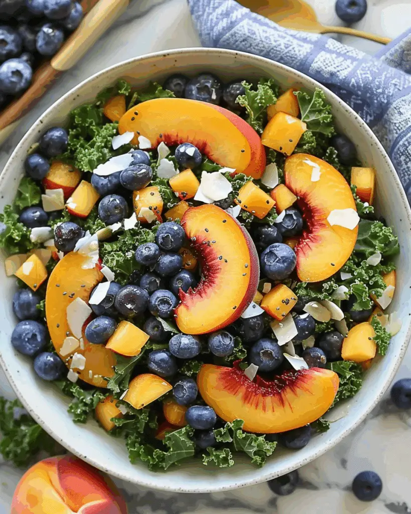 Summer Peach and Blueberry Kale Salad