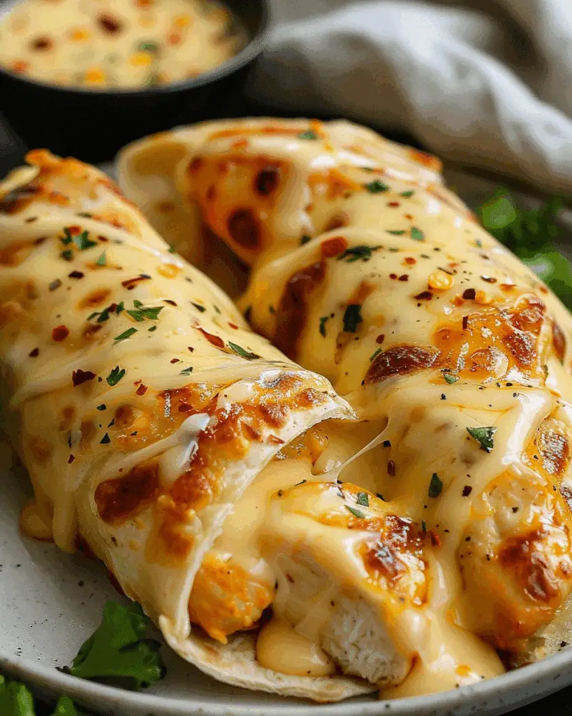 Easy Cheesy Garlic Chicken Wraps