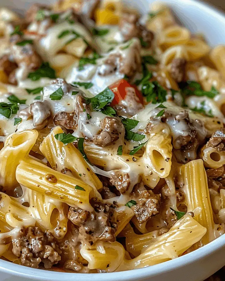 Crockpot Philly Cheesesteak Pasta Casserole