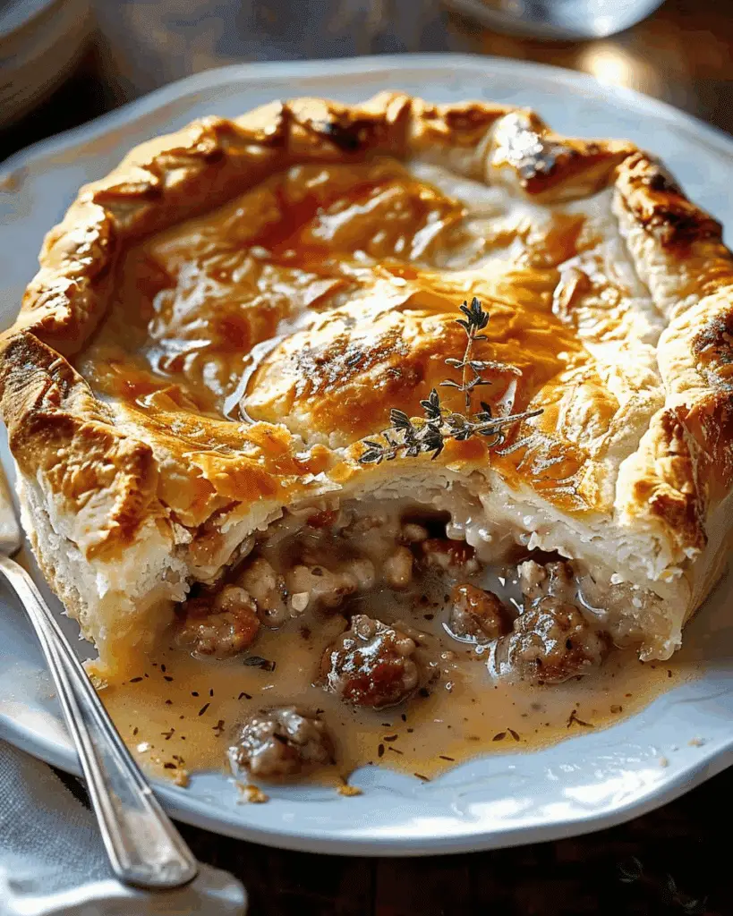 Sausage, Gravy, and Biscuit Pie