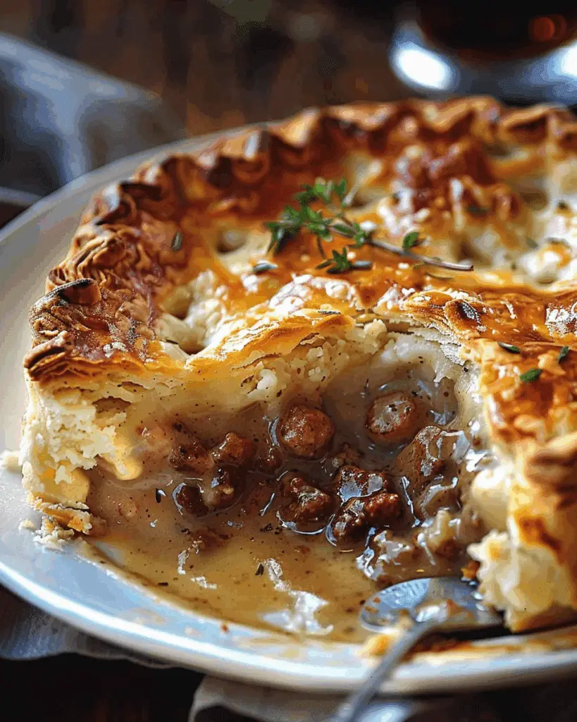 Sausage, Gravy, and Biscuit Pie