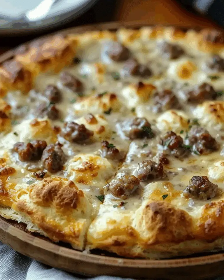 Biscuits and Sausage Gravy Breakfast Pizza