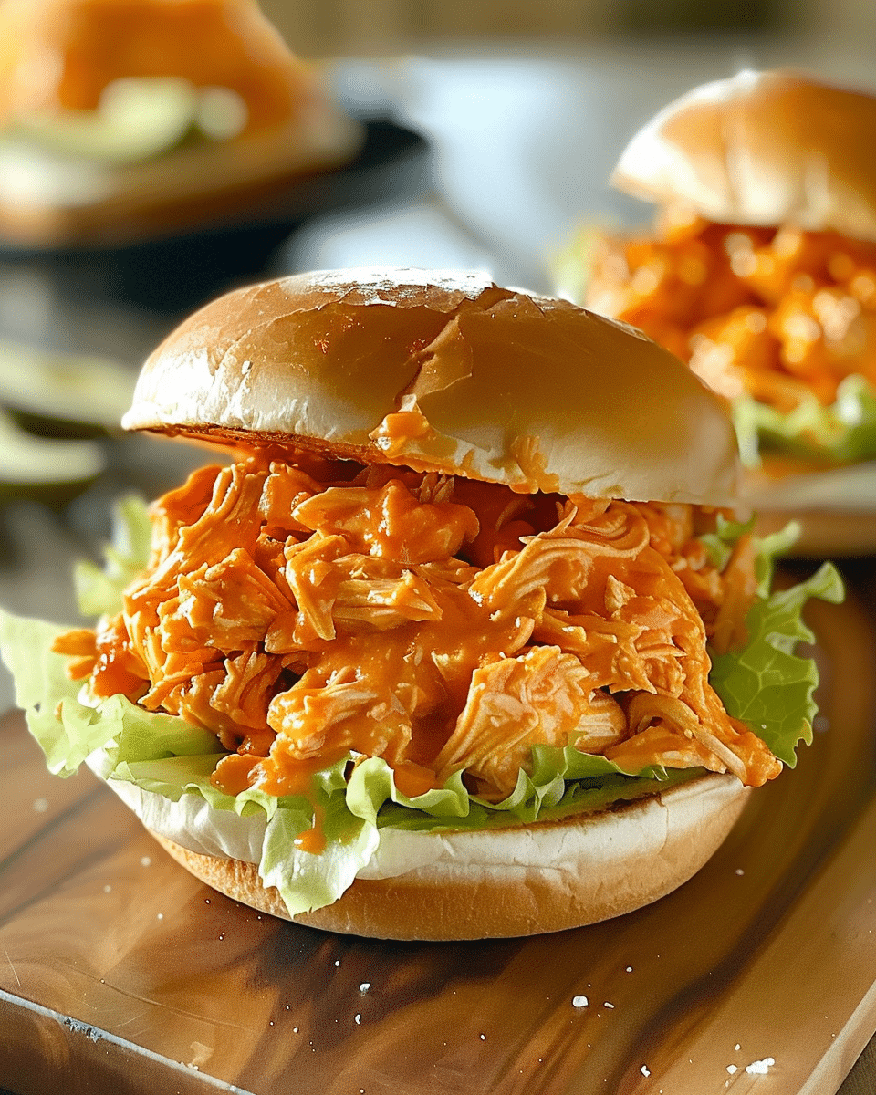 Slow Cooker Buffalo Chicken Sandwiches