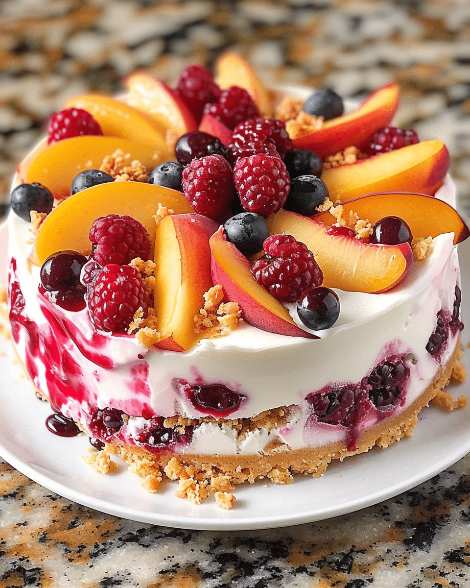 Summer Berry and Peach Cheesecake Recipe | Evelyn's Cooking