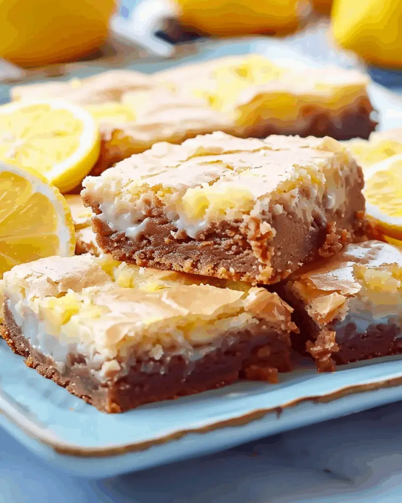 Lemon Brownies with Lemony Glaze