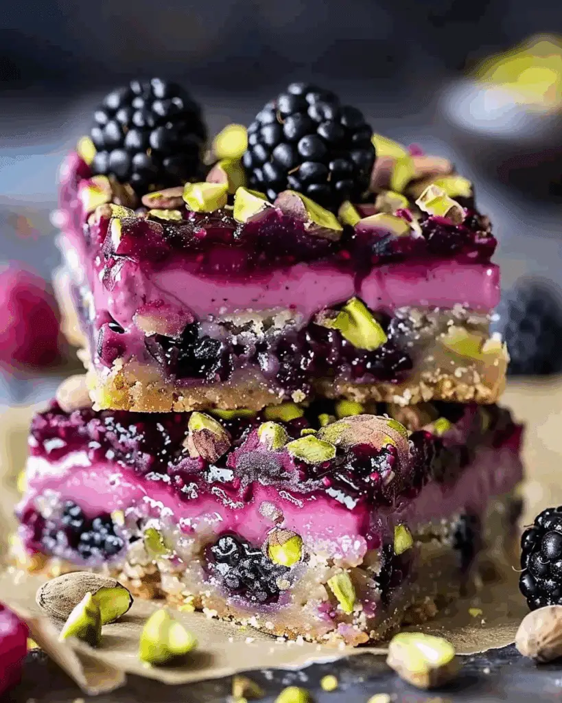 Blackberry Pistachio Dream Bars
