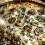 Creamy Mushroom & Ground Beef Bake