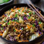 Healthy Chinese Ground Beef & Cabbage Stir Fry