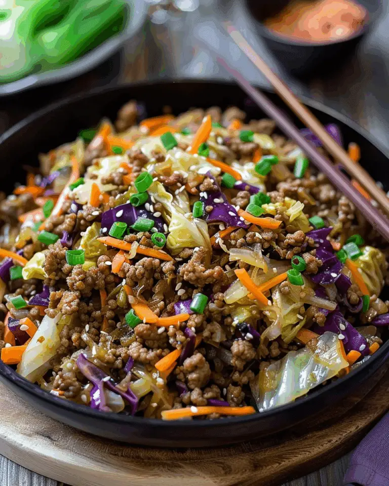 Healthy Chinese Ground Beef & Cabbage Stir Fry