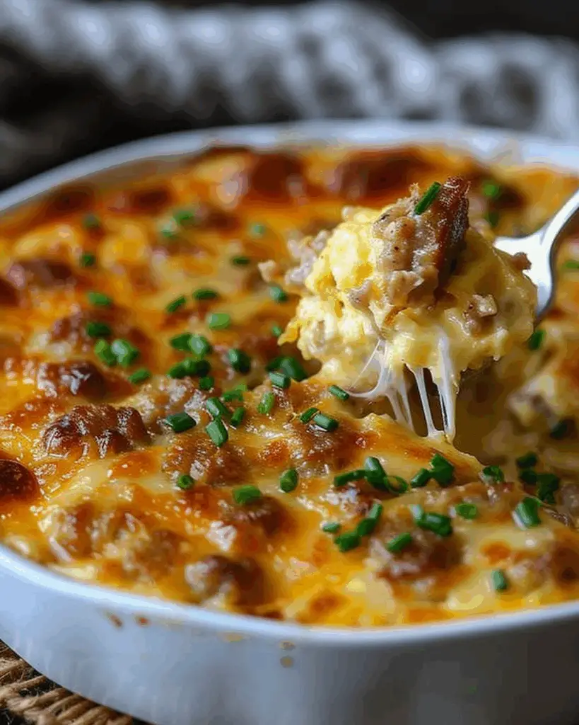Sausage, Egg and Cream Cheese Hashbrown Casserole