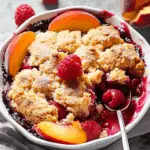The Best Peach Cobbler with Raspberries