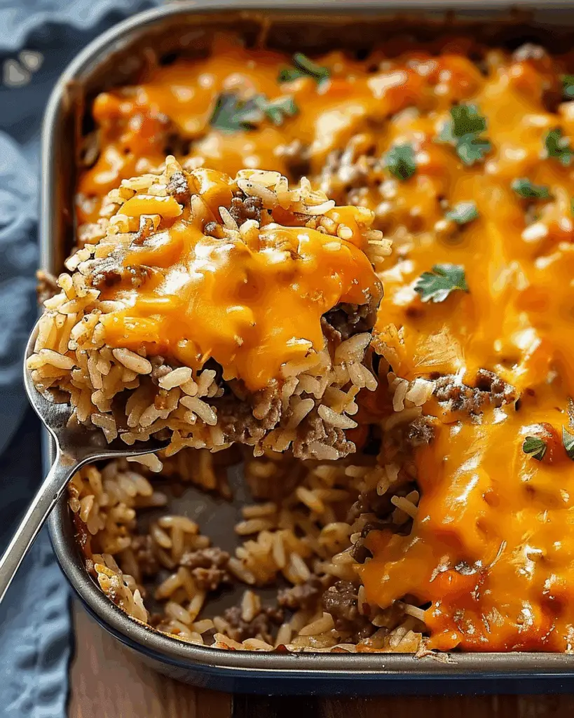 Cheesy Hamburger Rice Casserole