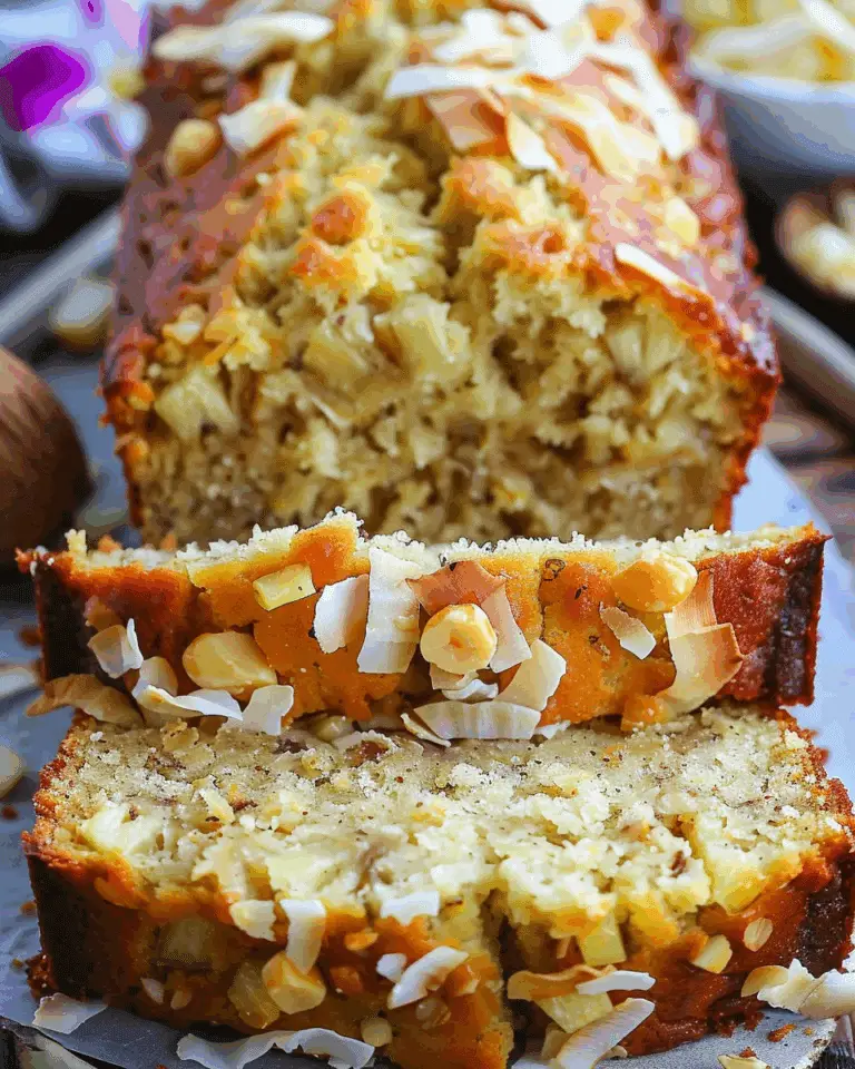 Hawaiian Banana Bread with Pineapple, Coconut & Macadamia Nuts