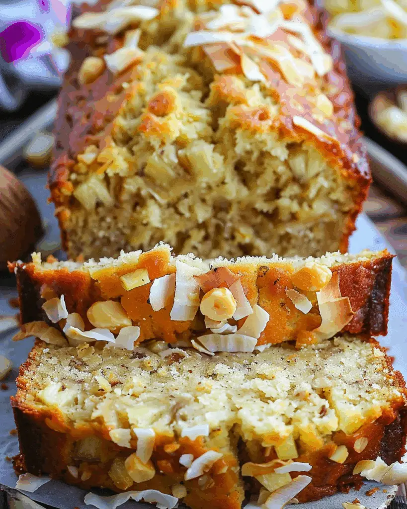 Hawaiian Banana Bread with Pineapple, Coconut & Macadamia Nuts