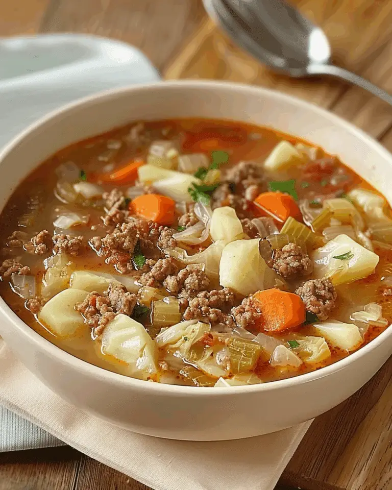 Hearty Ground Beef and Savory Cabbage Soup