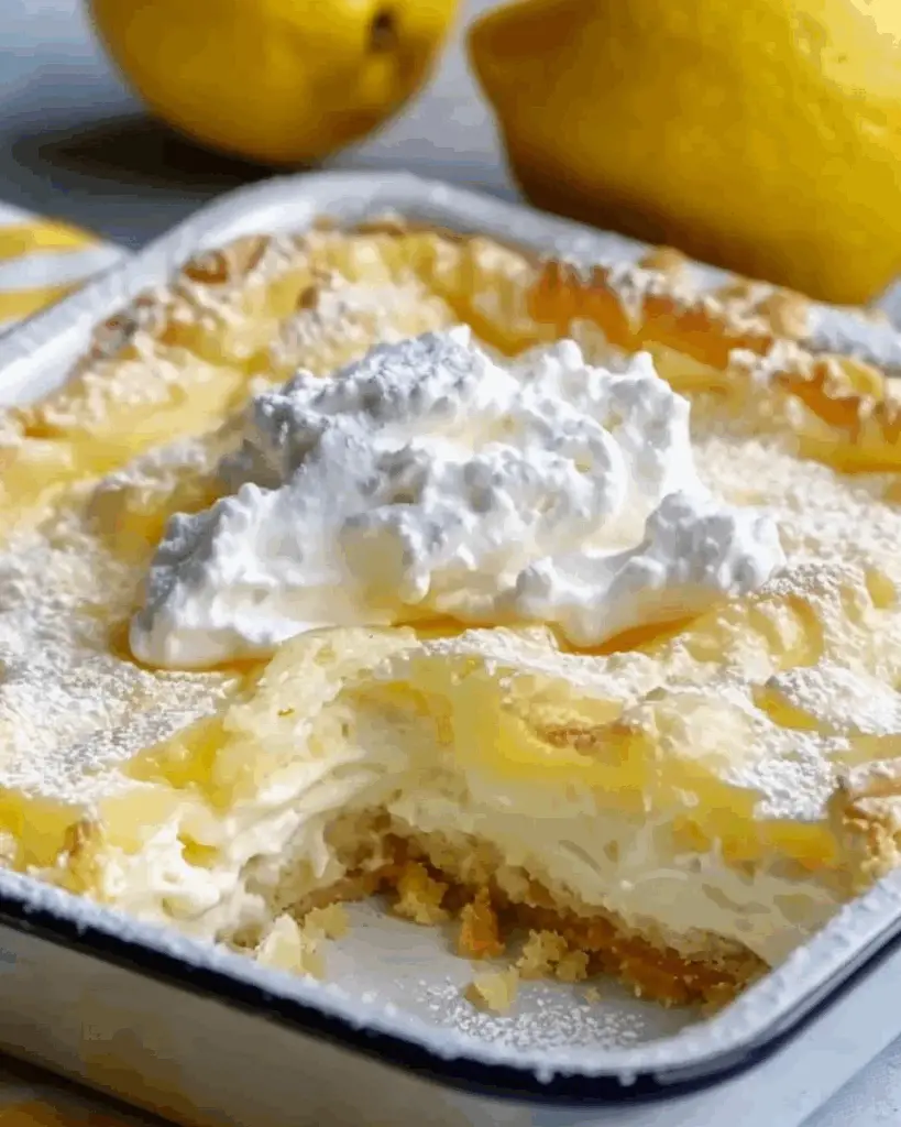 4-Ingredient Lemon Cream Cheese Dump Cake – Bright, Creamy, and Dangerously Easy