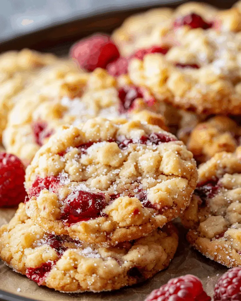 Buttery Raspberry Crumble Cookies