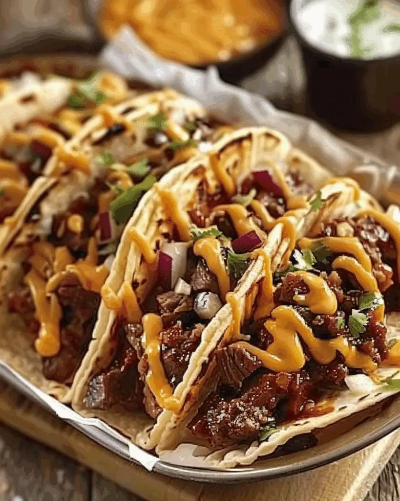Garlic Butter Honey BBQ Beef Tacos