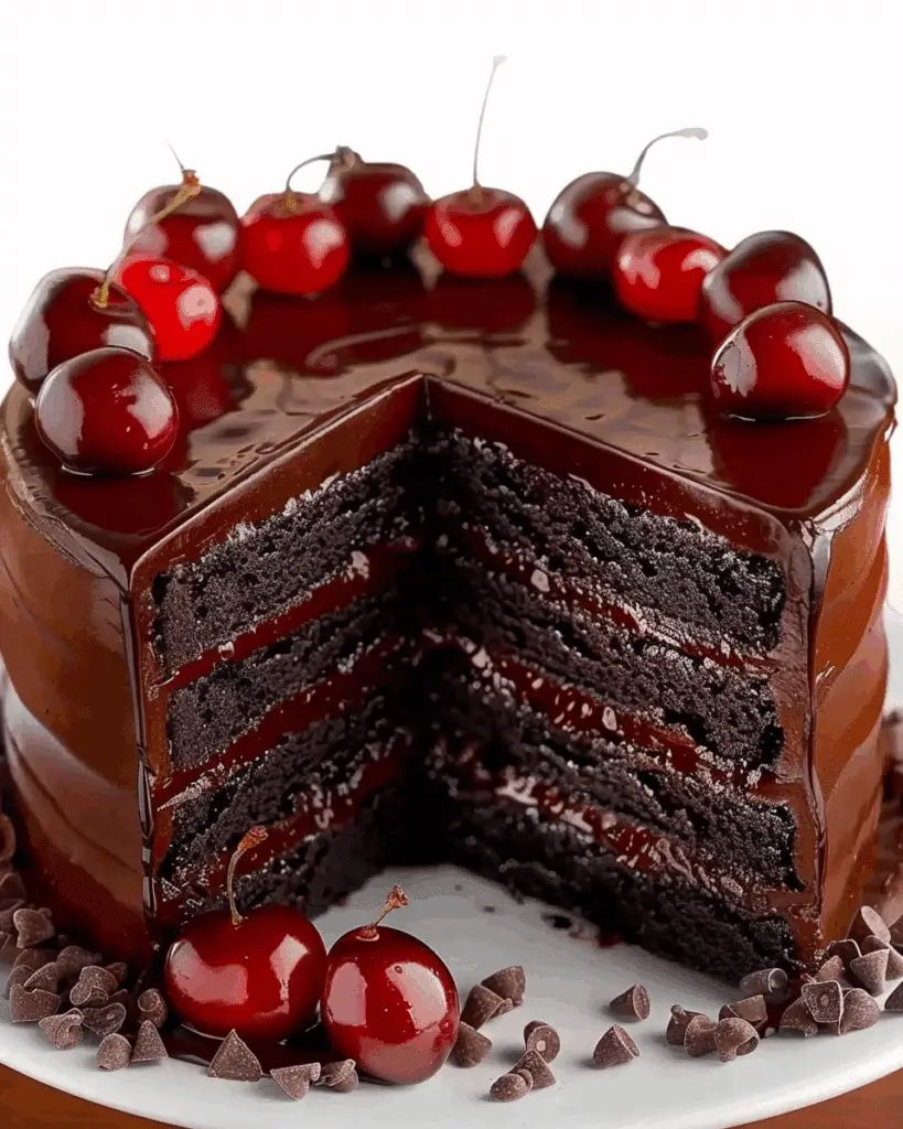 Luxurious Black Forest Cake – A Dreamy Chocolate & Cherry Delight!