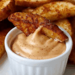 Air Fried Apple Wedges with Caramel Whipped Cream Dipping Sauce