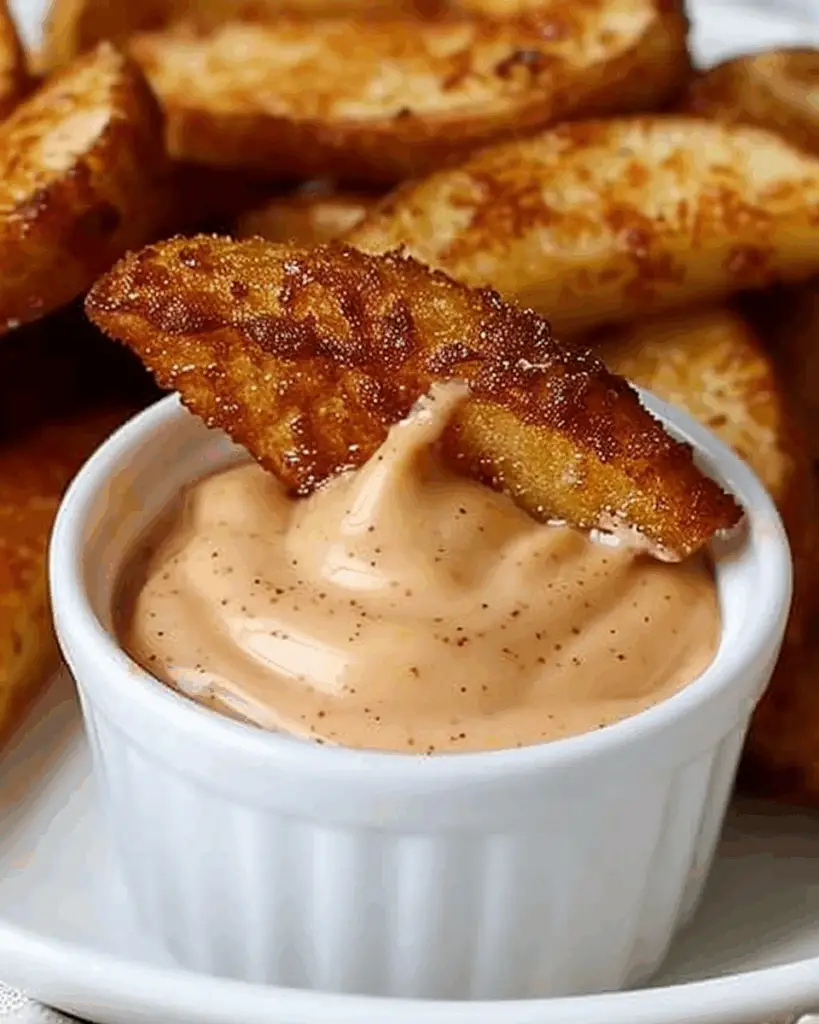Air Fried Apple Wedges with Caramel Whipped Cream Dipping Sauce