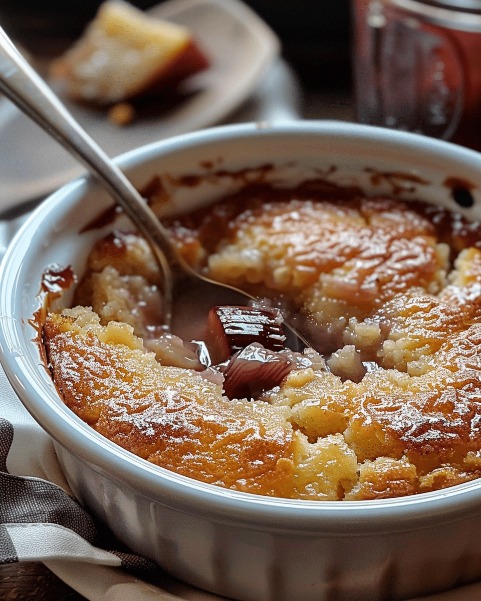 Baked Sticky Rhubarb Pudding