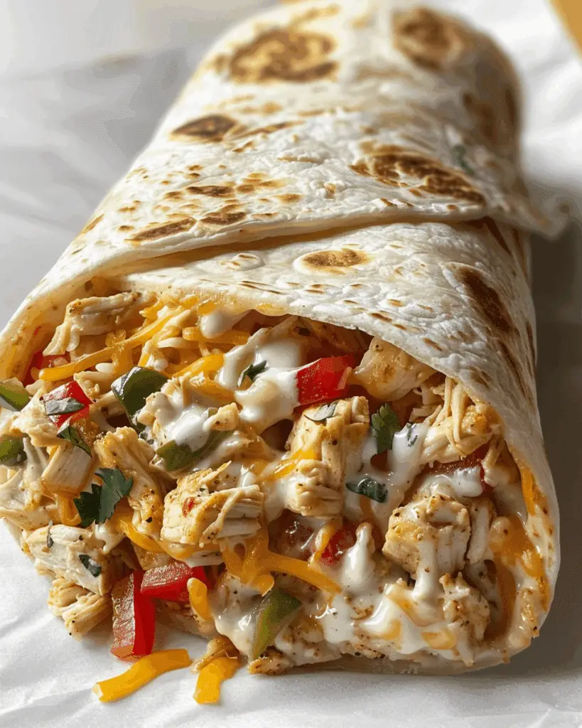 Chicken Bell Pepper Ranch Burritos