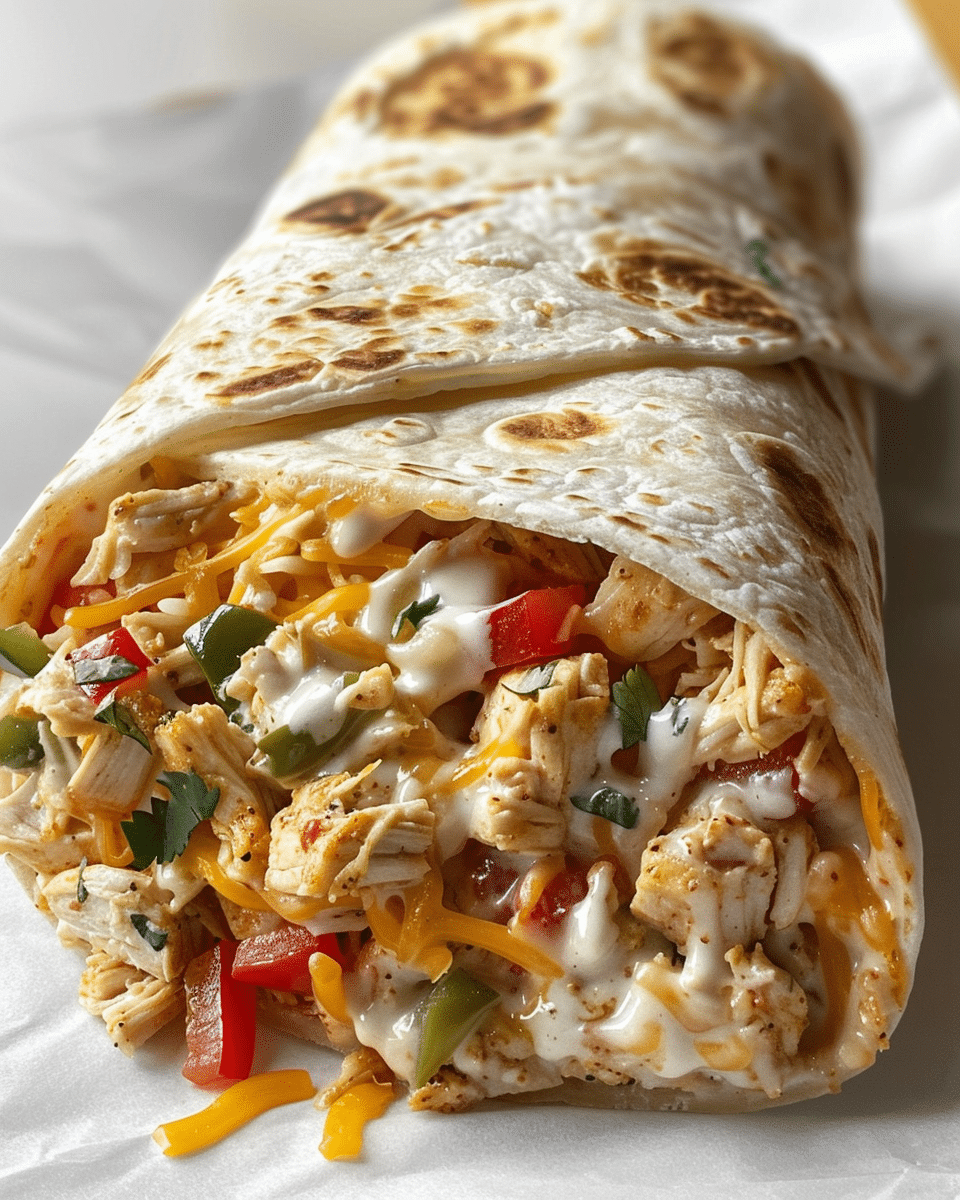 Chicken Bell Pepper Ranch Burritos