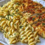Creamy Garlic Parmesan Chicken with Cheesy Twisted Pasta
