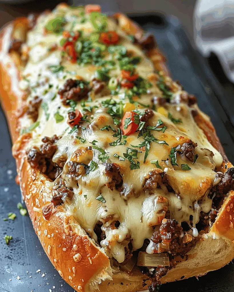 Cheesesteak-Stuffed Garlic Bread Loaf
