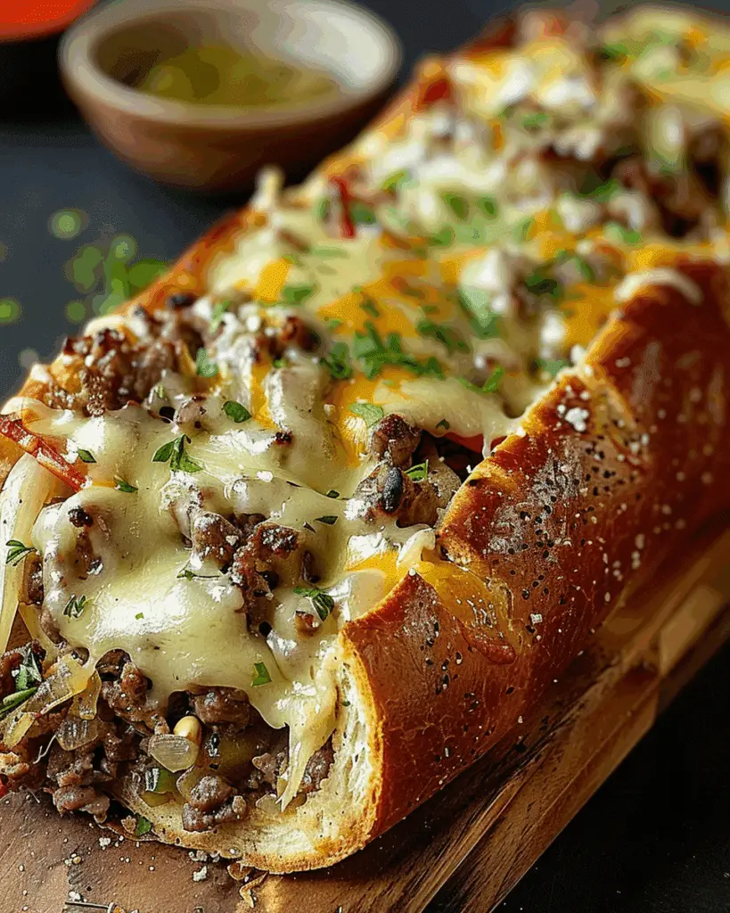 Cheesesteak-Stuffed Garlic Bread Loaf