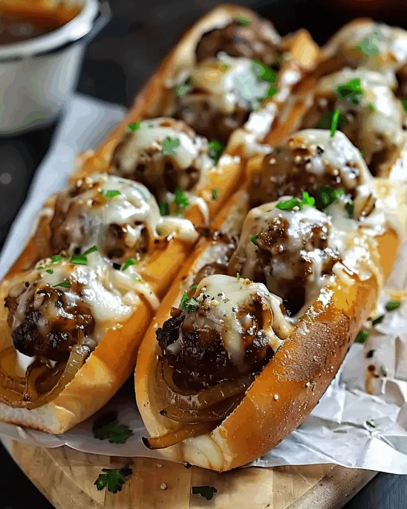 Cheesy French Onion Meatball Subs