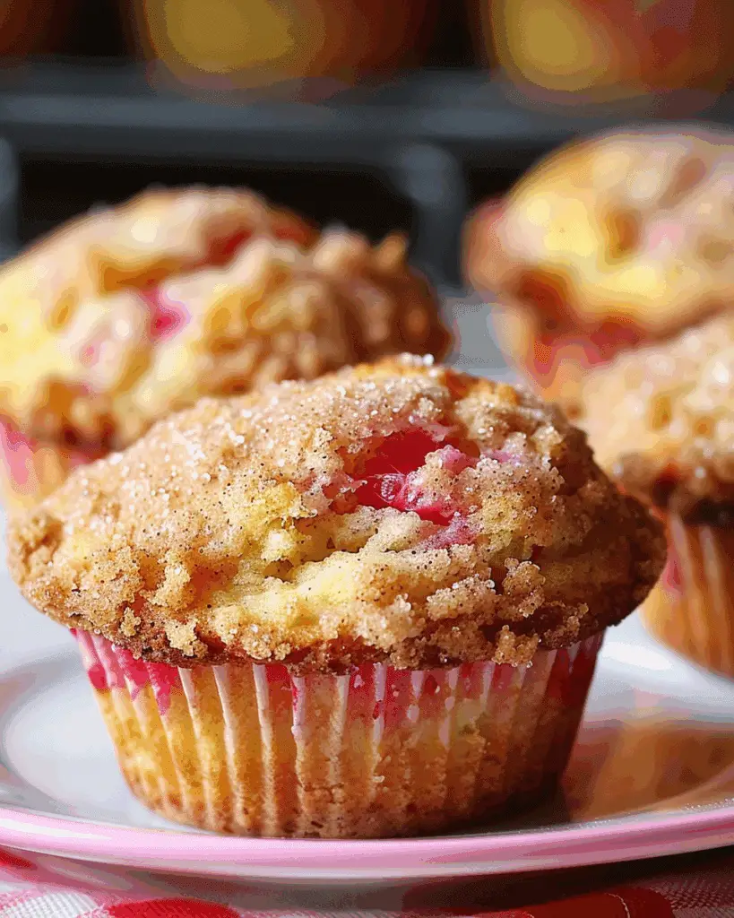 Rhubarb Muffins with Cinnamon Sugar Topping